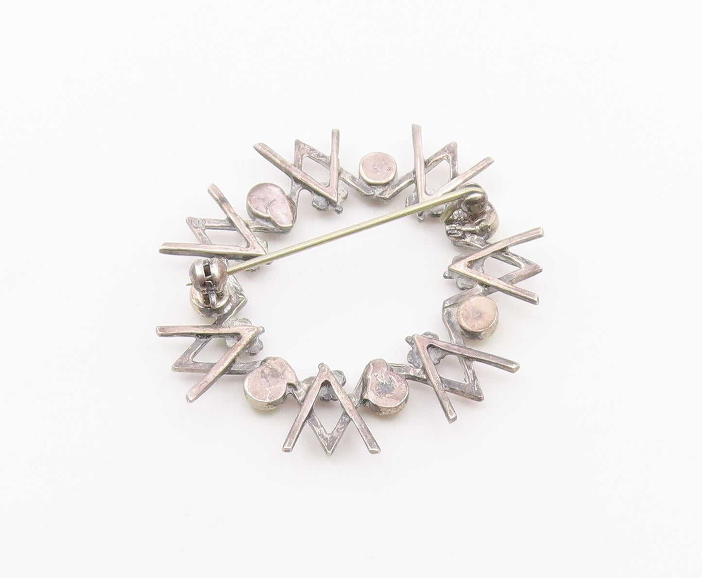 925 Sterling Silver  Vintage Petite Yellow Stone Floral Brooch Pin  BP6498
