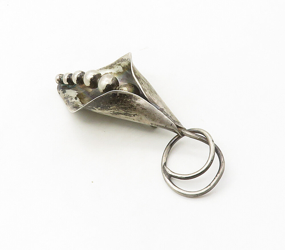 925 Sterling Silver  Vintage Handmade Flower Motif Swirl Brooch Pin  BP6510