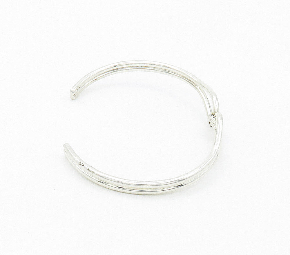 925 Sterling Silver  Vintage Shiny Smooth Open Loop Cuff Bracelet  BT6041