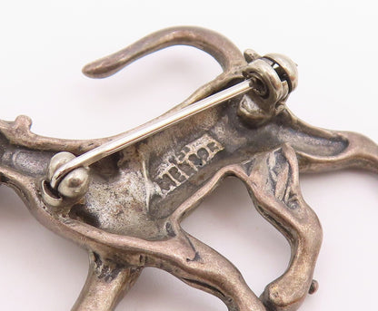 925 Sterling Silver  Vintage Dark Tone Spotted Dog Motif Brooch Pin  BP7597