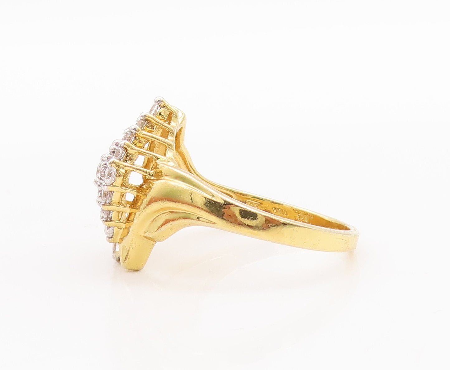 925 Sterling Silver Vintage Ring Gold Plated Designer CZ Inlay  Sz 11  RG28831