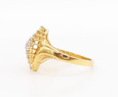 925 Sterling Silver Vintage Ring Gold Plated Designer CZ Inlay  Sz 11  RG28831