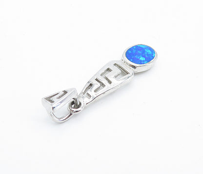 925 Sterling Silver  Inlaid Fire Opal Cutout Detail Shiny Drop Pendant  PT5546