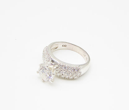 925 Sterling Silver  White Cubic Zirconia Engagement Ring Sz 6  RG2961