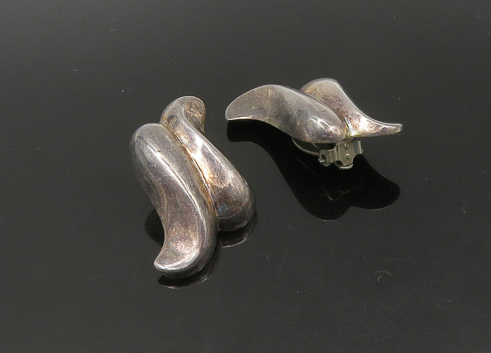 ZINA 925 Sterling Silver  Vintage Hollow Swirled Non Pierce Earrings  EG11162