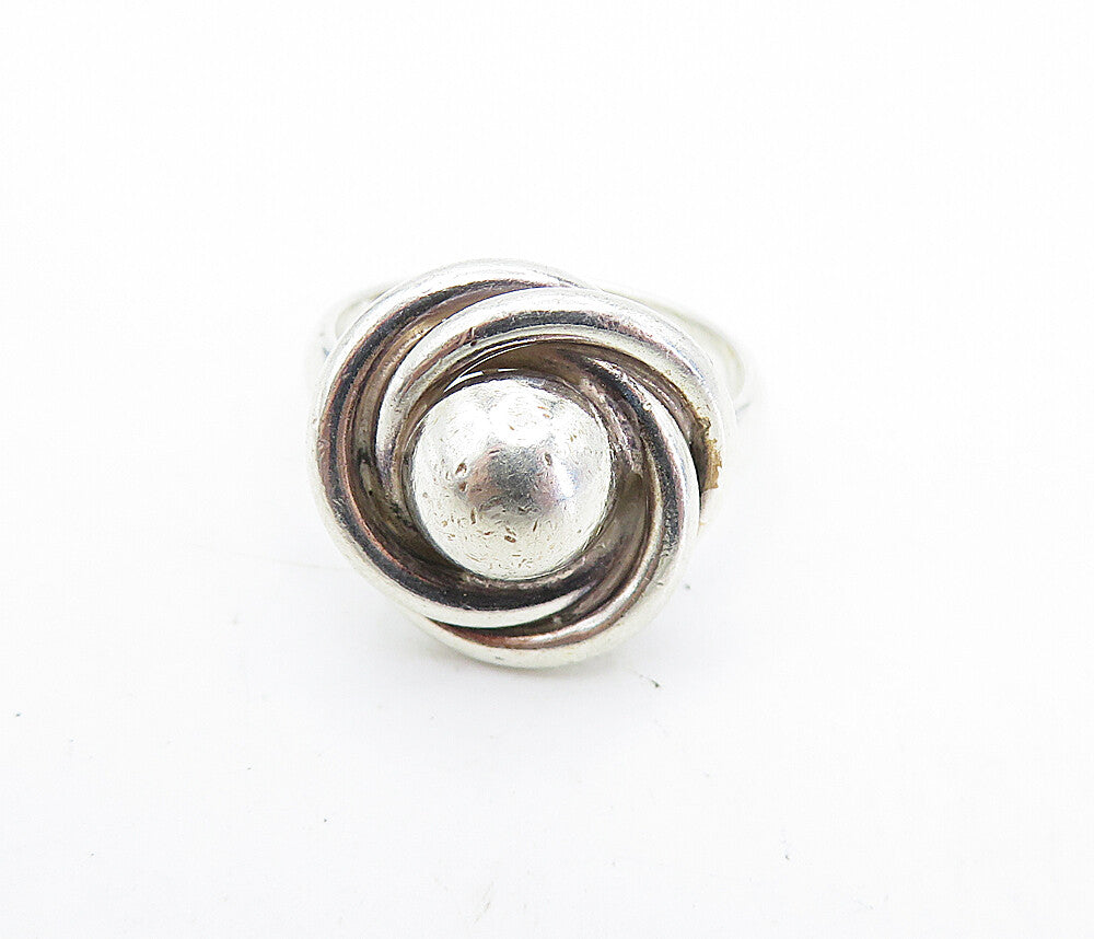 925 Sterling Silver  Vintage Shiny Dome Knot Design Band Ring Sz 6  RG7129