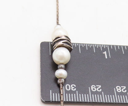 OR PAZ ISRAEL 925 Sterling Silver  Vintage Pearls Thin Chain Necklace  NE2273
