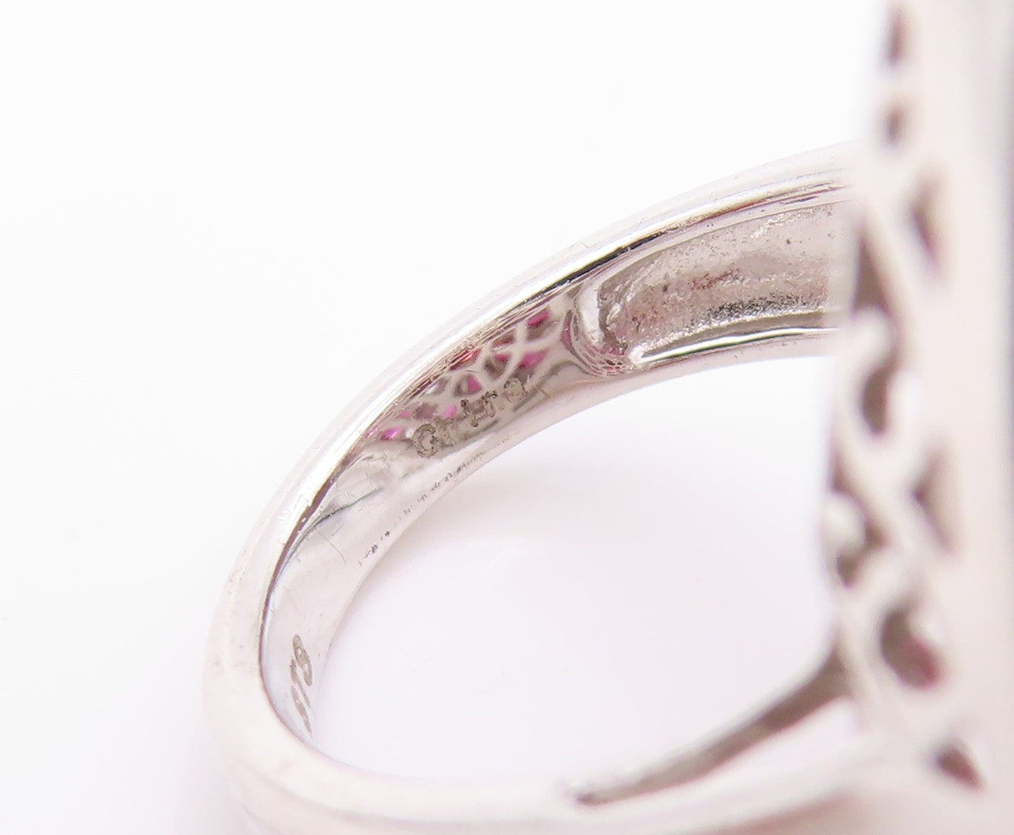 925 Sterling Silver Vintage Ring Diamonds  Amethyst & Garnet  Sz 5  RG32440