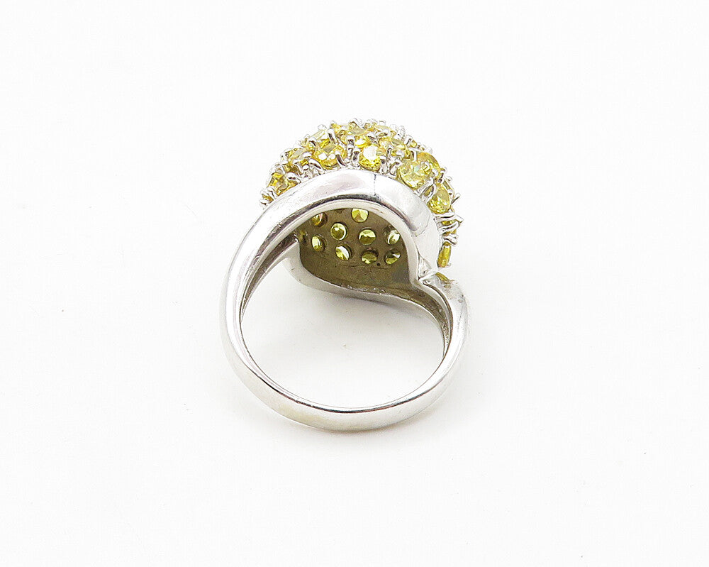 925 Sterling Silver  Yellow Cubic Zirconia Dome Cocktail Ring Sz 6  RG10133