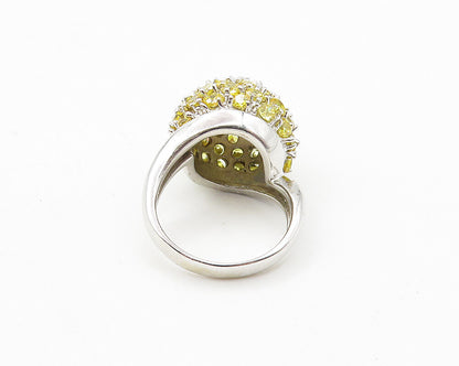 925 Sterling Silver  Yellow Cubic Zirconia Dome Cocktail Ring Sz 6  RG10133