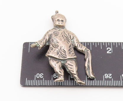925 Sterling Silver Vintage Brooch Pin Man Holding Scarf Figural Cutout  BP12626