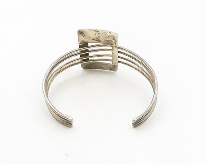 925 Sterling Silver  Vintage Dark Tone Hammered Split Cuff Bracelet  BT4144