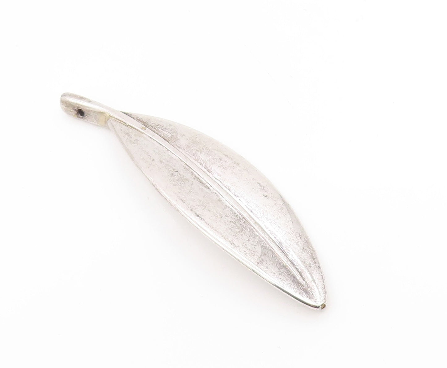 925 Sterling Silver Vintage Pendant Modernist Solid Floral Leaf Design  PT25724