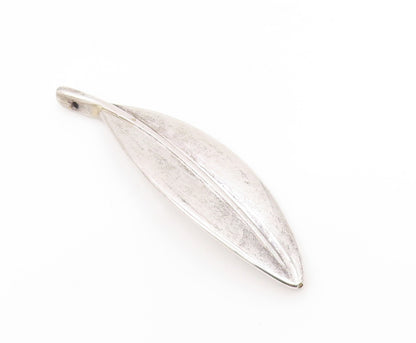 925 Sterling Silver Vintage Pendant Modernist Solid Floral Leaf Design  PT25724