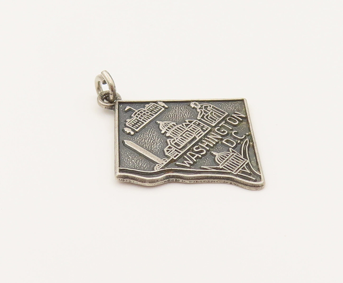 925 Silver  Vintage Washington DC Capital Building Souvenir Pendant  PT21934