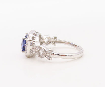 925 Sterling Silver Vintage Ring Designer CZ & Rectangle Sapphire  Sz 7  RG30689