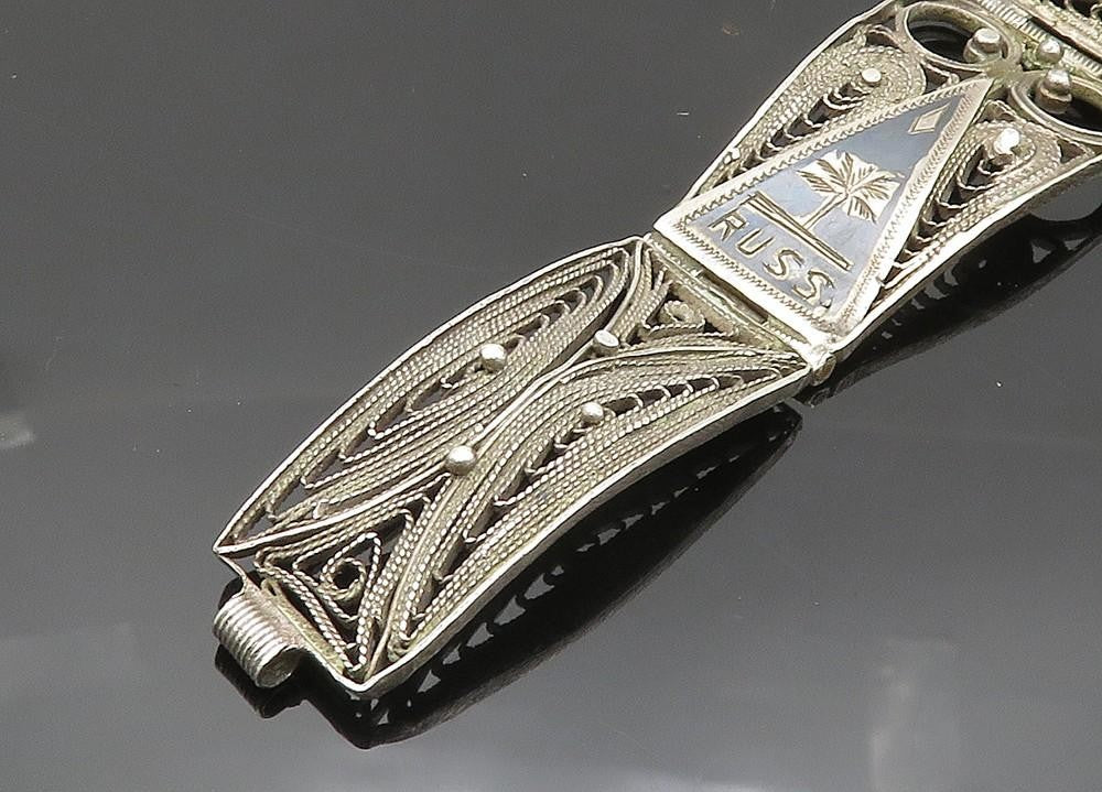 925 Sterling Silver Vintage Bracelet EAST EUROPE Antique Enamel Filigree BT12091