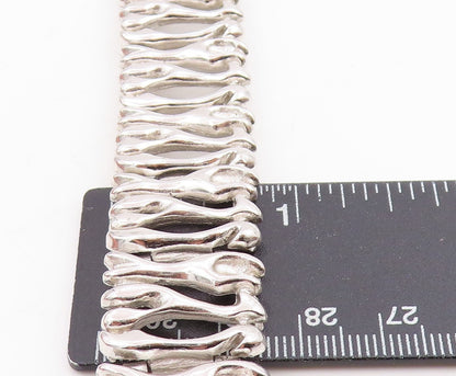 925 Sterling Silver Vintage Bracelet Modernist Sculptural Link Chain  BT11480