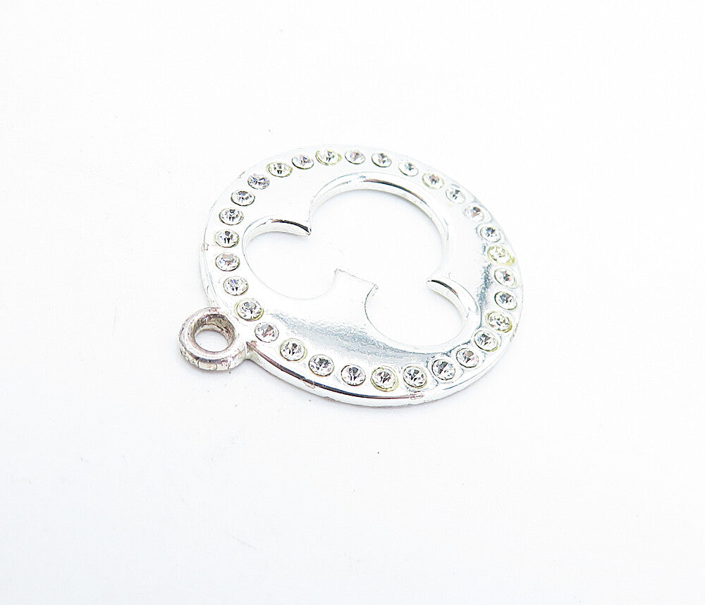 DISNEY 925 Sterling Silver  Topaz Mickey Mouse Cutout Round Pendant  PT5133