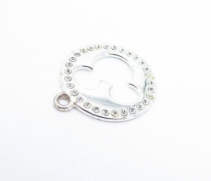 DISNEY 925 Sterling Silver  Topaz Mickey Mouse Cutout Round Pendant  PT5133