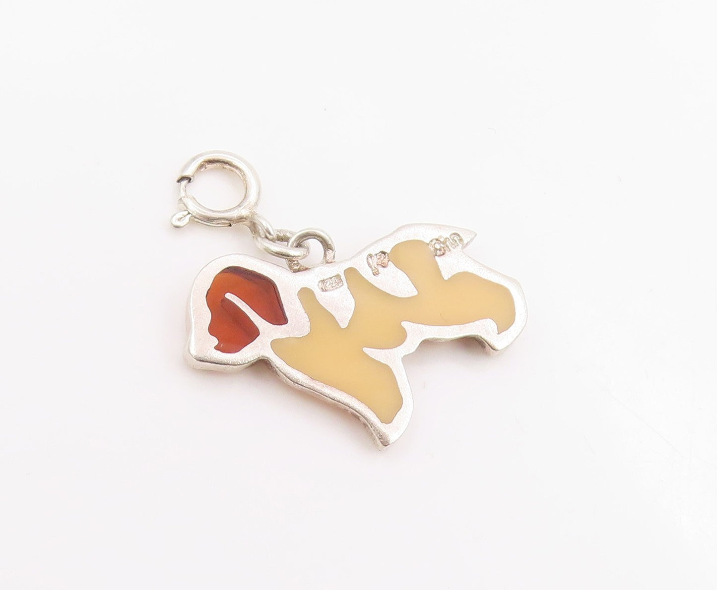 925 Sterling Silver Vintage Pendant Enameled Saint Bernard Dog Charm  PT25981