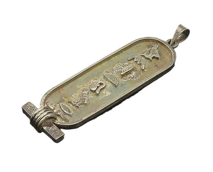 MIDDLE EAST 925 Sterling Silver Vintage Hieroglyphics Cartouche Pendant PT15449