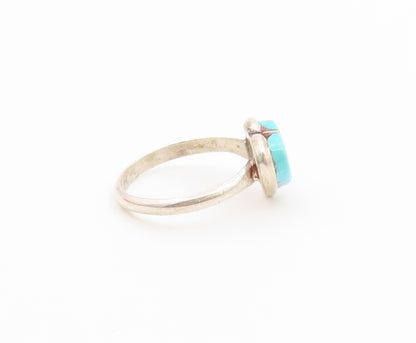 925 Sterling Silver Vintage Ring NAVAJO ZUNI Turquoise Love Heart  Sz 5  RG36802