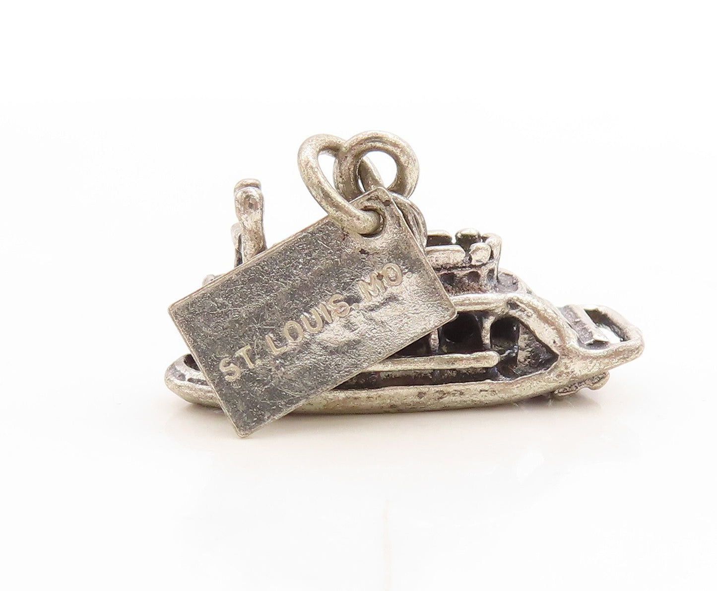 925 Sterling Silver Vintage Pendant 3D Carved Cruise Ship Charm  PT23740