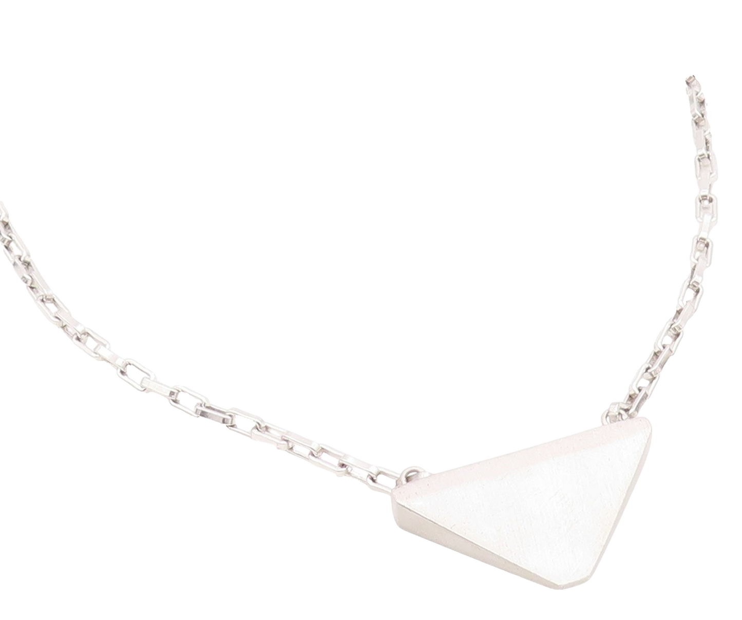 925 Sterling Silver Vintage Necklace Minimalist Geometric Pyramid Chain   NE4726
