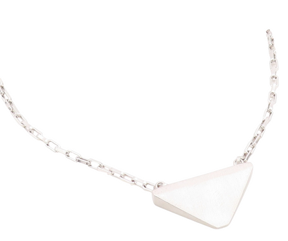 925 Sterling Silver Vintage Necklace Minimalist Geometric Pyramid Chain   NE4726