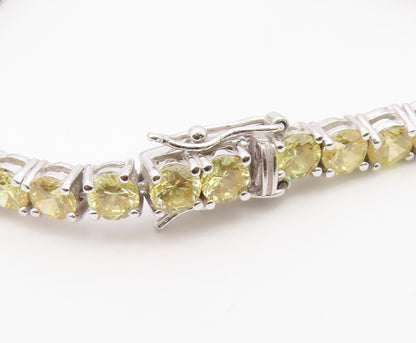 925 Sterling Silver  Vintage Yellow Cubic Zirconia Tennis Bracelet  BT8991