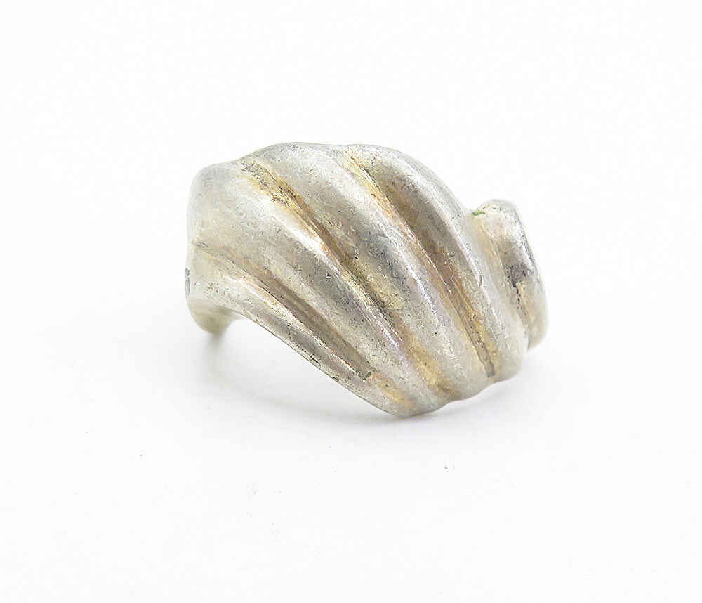 MEXICO 925 Silver  Vintage Fluted Dome Designed Band Ring Sz 7.5  RG6960