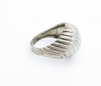 UNCAS 925 Silver  Vintage Shiny Fluted Dome Design Band Ring Sz 6  RG7501