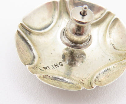 925 Sterling Silver  Vintage Etched Star Dome Fashion Earrings  EG12304