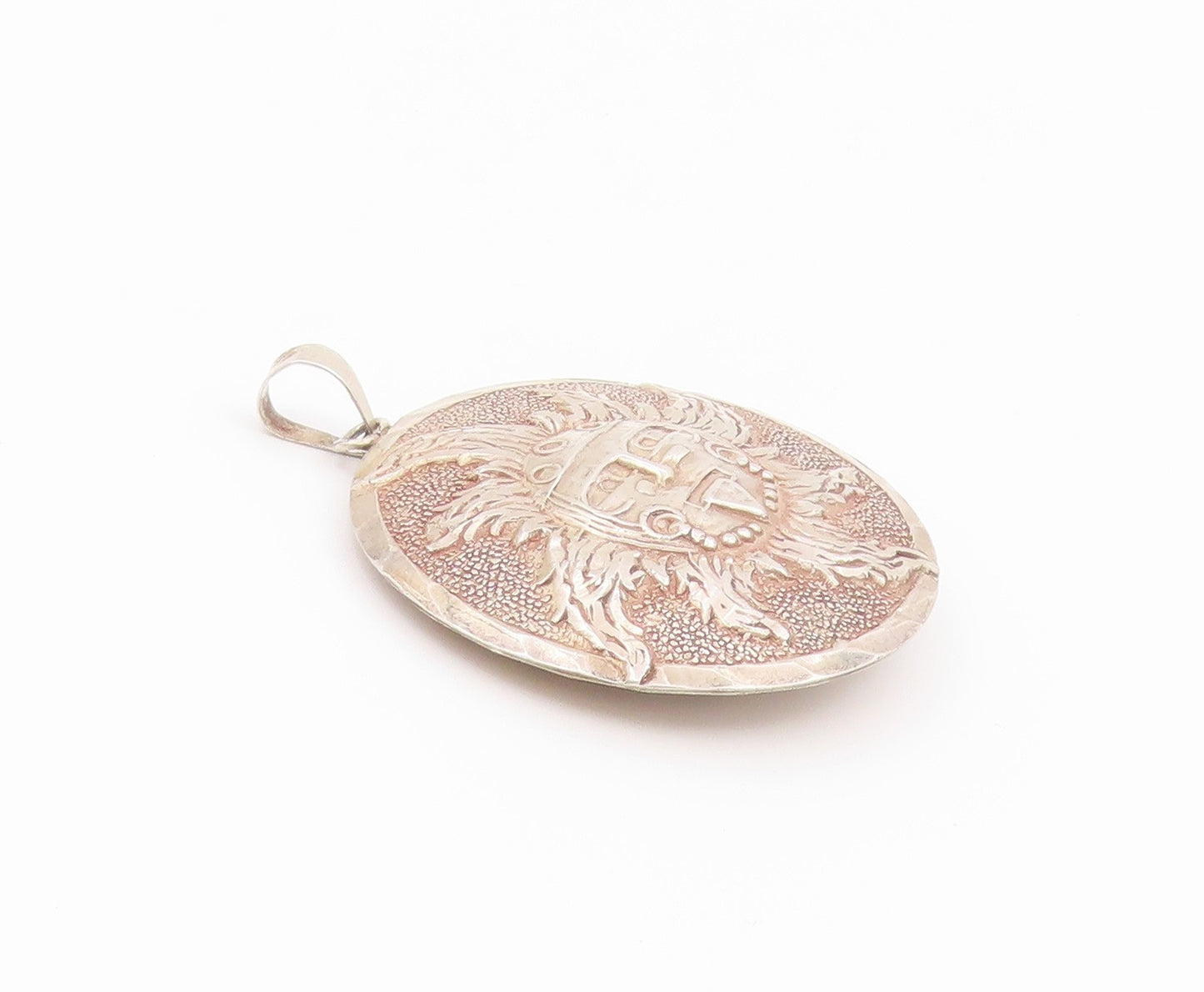 925 Sterling Silver Vintage Pendant Celestial Sun Face Statement Medal  PT26465