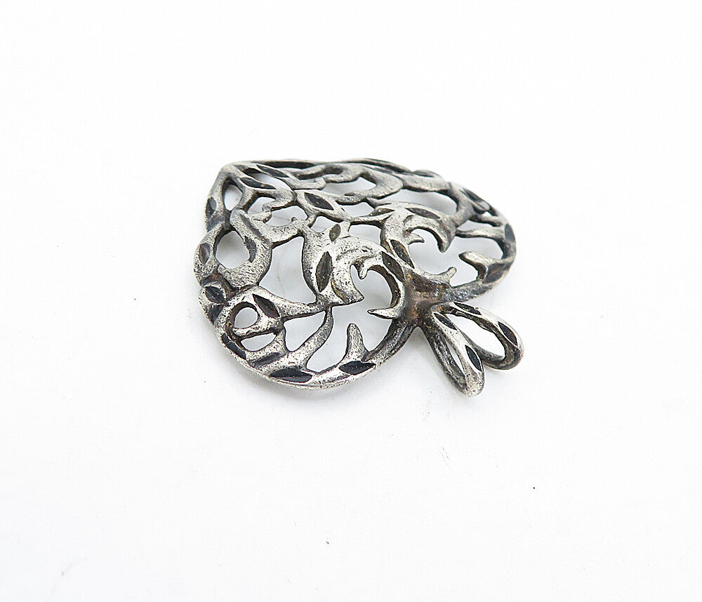 925 Sterling Silver  Vintage Dark Tone Open Design Love Heart Pendant  PT3252