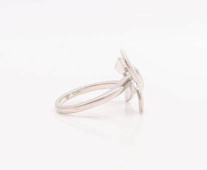 925 Sterling Silver Vintage Ring Solid Falling Leaves Cutout  Sz 8  RG28699