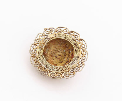 925 Sterling Silver Vintage Pendant Gold Plated Turquoise & Gemstones  PT24715