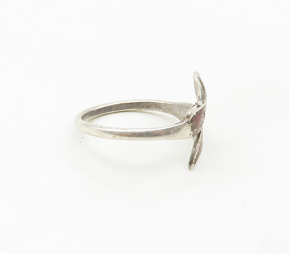 SIAM 925 Sterling Silver  Vintage Enamel Dancers Bypass Ring Sz 5  RG17011