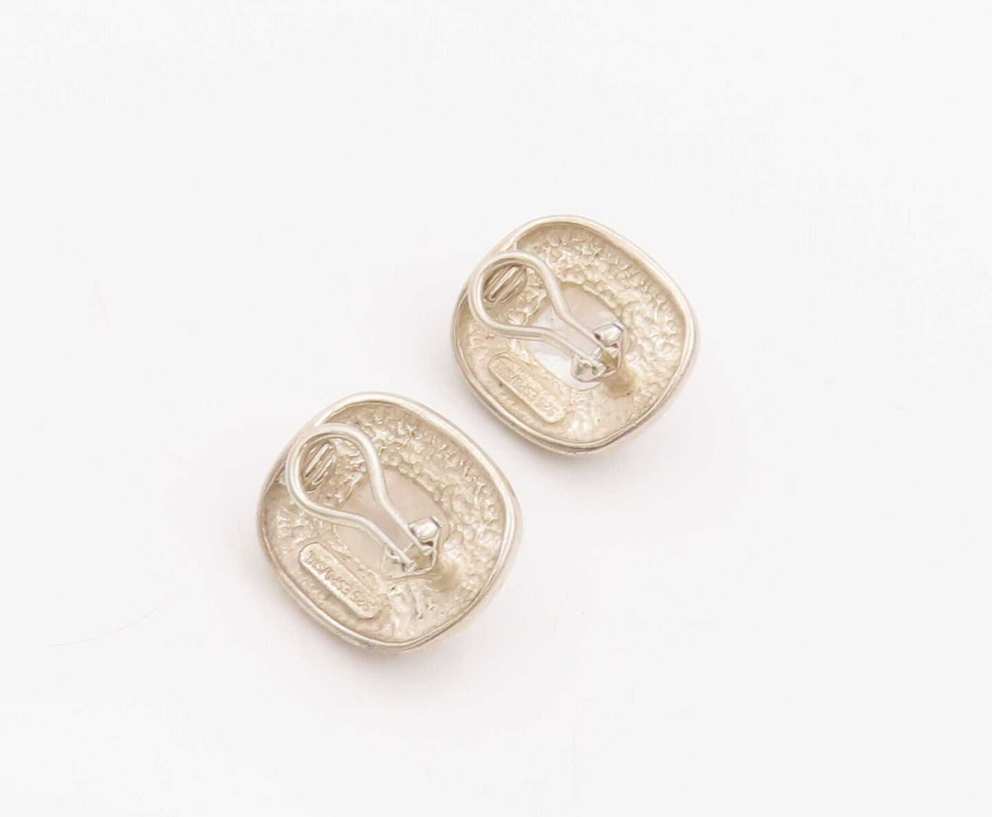 925 Sterling Silver Vintage Earrings ESPO SIG Framed Mother Of Pearls  EG13022