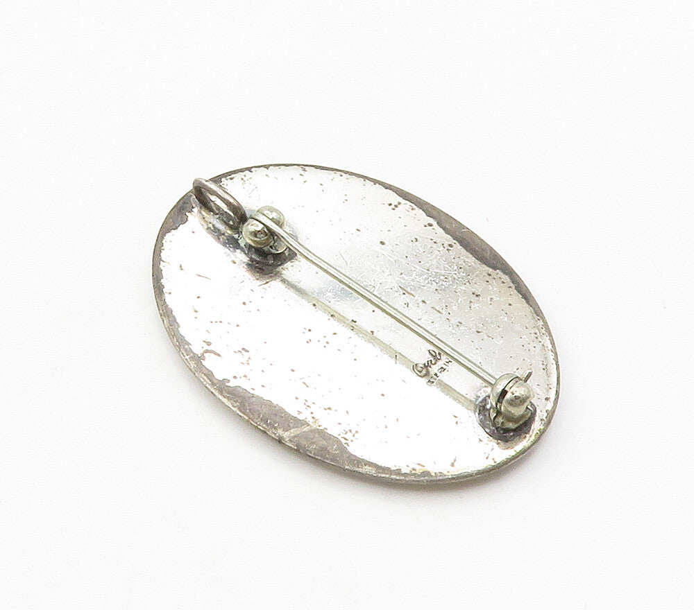 DESIGNER 925 Sterling Silver  Vintage Oxidized PK Initials Brooch Pin  BP6249