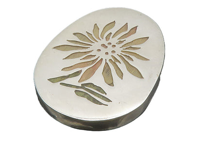 MEXICO 925 Sterling Silver  Vintage Shiny Flower Cutout Brooch Pin  BP5284
