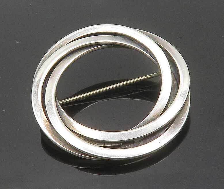 MAX STANDOAGER DENMARK 925 Silver  Vintage Open Circles Brooch Pin  BP7195