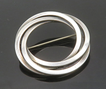 MAX STANDOAGER DENMARK 925 Silver  Vintage Open Circles Brooch Pin  BP7195