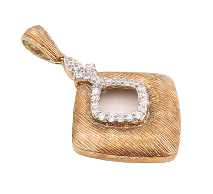 925 Sterling Silver Vintage Pendant Designer Gold Plated Grooved Topaz  PT23451
