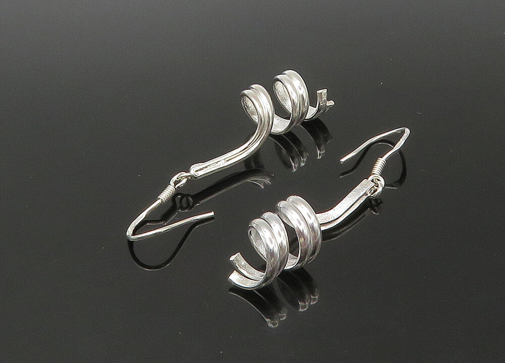925 Sterling Silver  Vintage Shiny Polished Spiral Dangle Earrings  EG11033