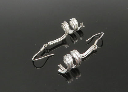 925 Sterling Silver  Vintage Shiny Polished Spiral Dangle Earrings  EG11033