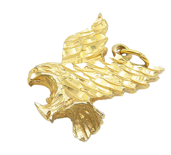 925 Sterling Silver  Vintage Shiny Diamond Cut Flying Eagle Pendant  PT14831