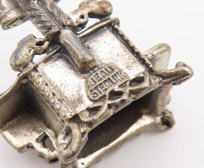 925 Sterling Silver Vintage Pendant BEAU Miniature Wood Burning Stove  PT26638