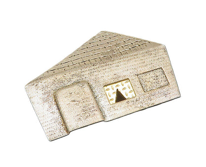 DESIGNER 925 Silver & 14K GOLD  Vintage Etched House Motif Brooch Pin  BP8433